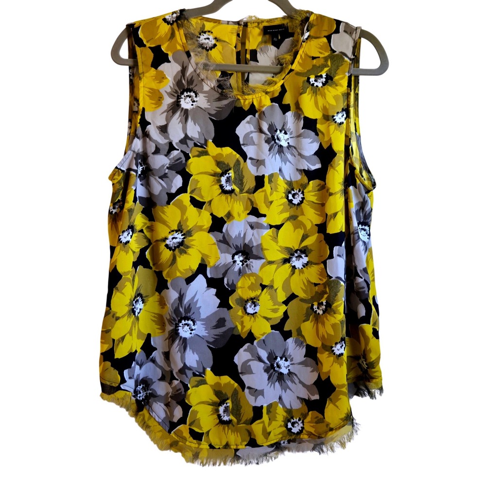Who What Wear Yellow Floral Sleeveless Blouse